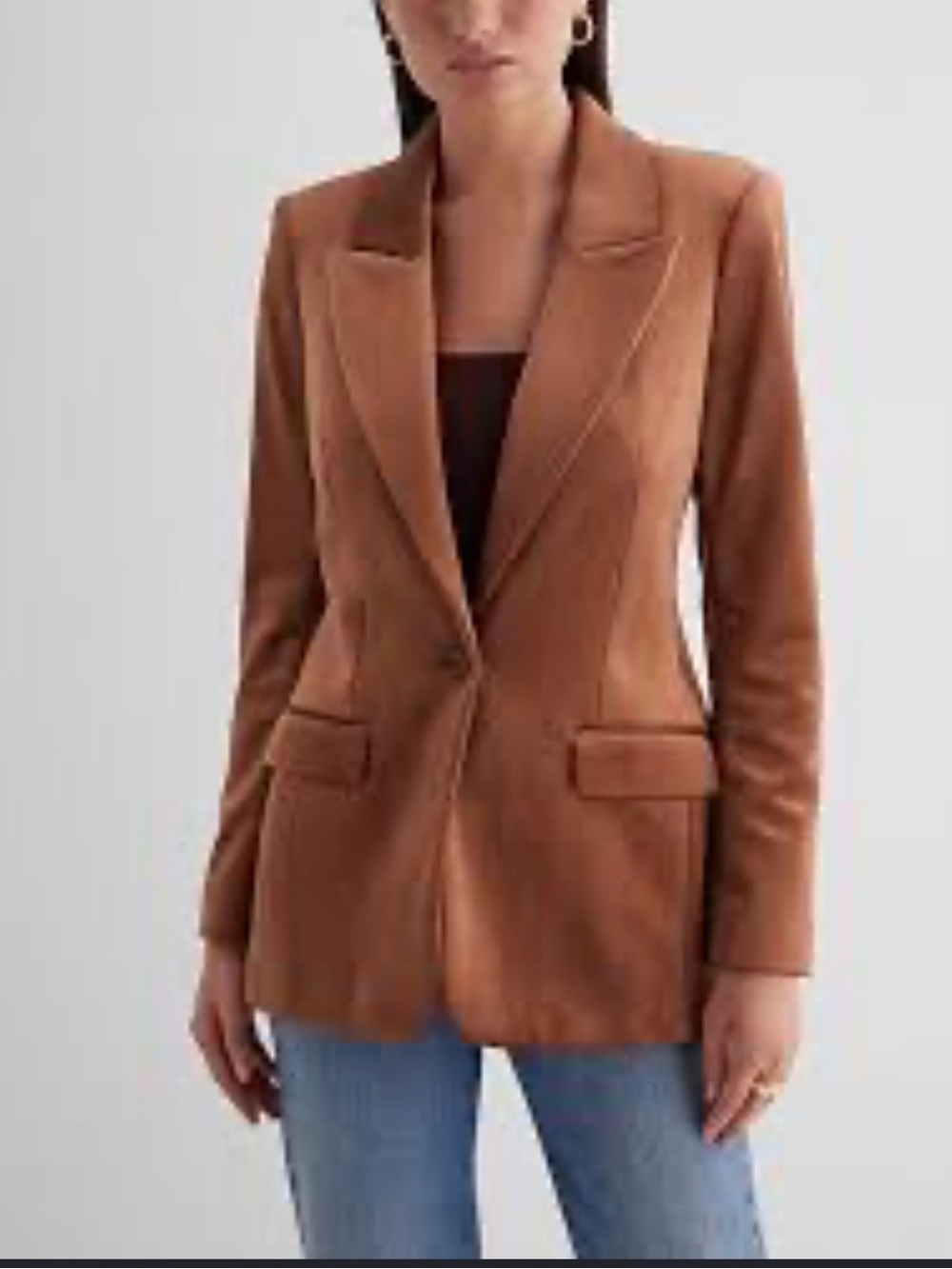 Express XS, 0 congac, rust Brown Tailored Blazer Jacket & shorts. Corduroy. - Picture 3 of 16